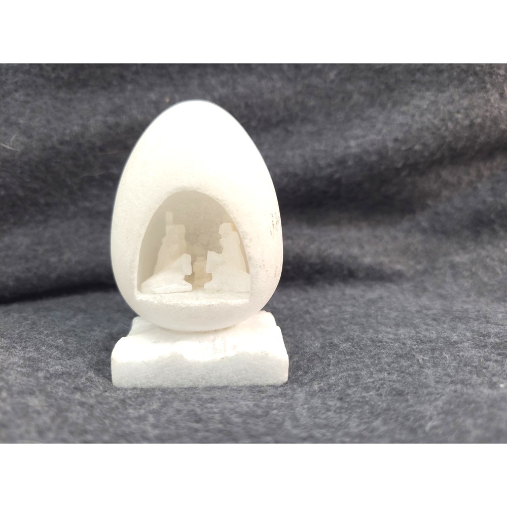 Alabaster Hand Carved Mini Egg Nativity Figurine Peru Los Artesanos Christmas